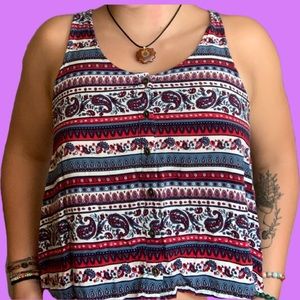 Bohemian button up tank top